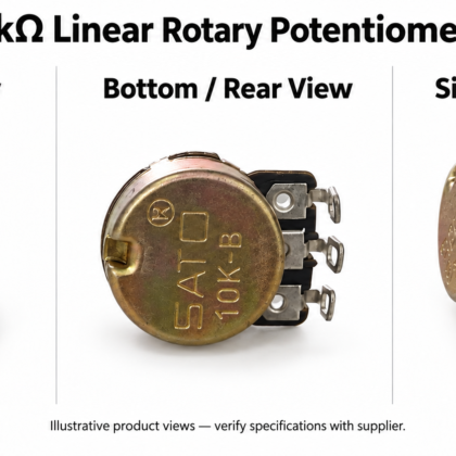 10 kΩ Linear Rotary Potentiometer — White Plastic Shaft