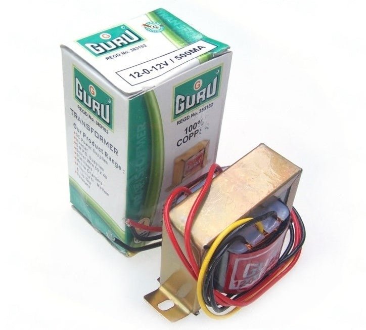 12-0-12 V, 500 mA Centre-Tapped Step-Down Transformer